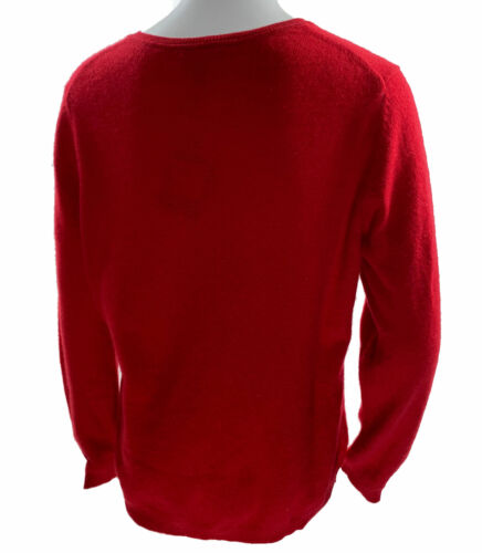 Charter Club Women's Cashmere Crew Neck Long Sleeve Sweater Red Size Large