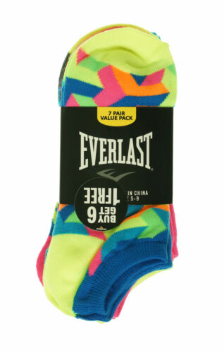 Everlast Women's 7 Pair Pack No Show Comfort Top Bright Color Socks