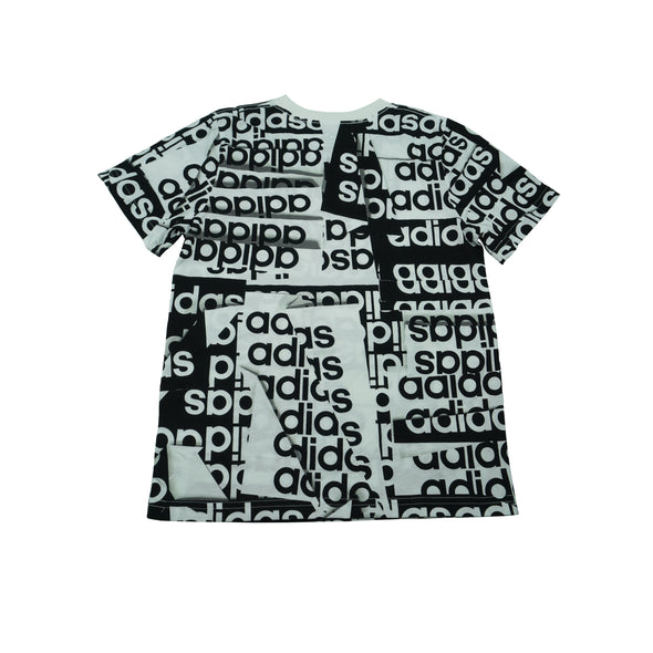 Adidas Boy's Short Sleeve Cotton Jersey Logo T Shirt White Black Size 6