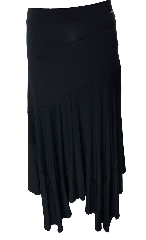 Calvin Klein Women's Handerchief Hem Pull On Stretch Skirt Black Size Medium