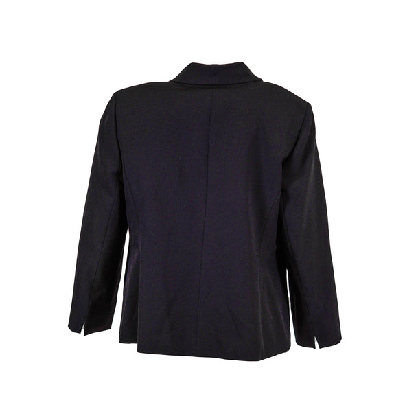 Tahari Women's Plus Size Ruffled Three Button Suit Jacket Black Size 14W