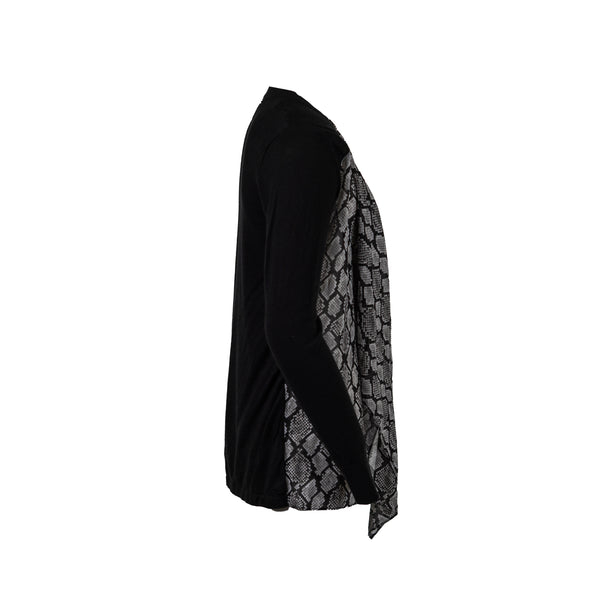 Michael Kors Women's Petite Mixed Media Draped Cardigan Black Size Petite