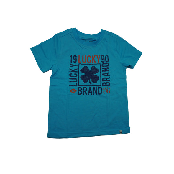 Lucky Brand Boy's Short Sleeve Shirt Short Set Blue White Orange Size 6