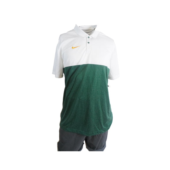 Nike Men's Dri Fit Short Sleeve Color Block Polo White Green Size XL