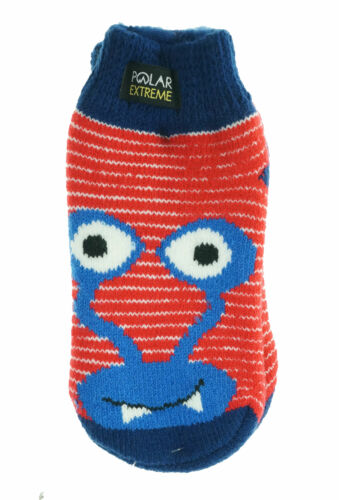 Polar Extreme Boy's Heat Fleece Lined Footie Sock with Grippers Monsters