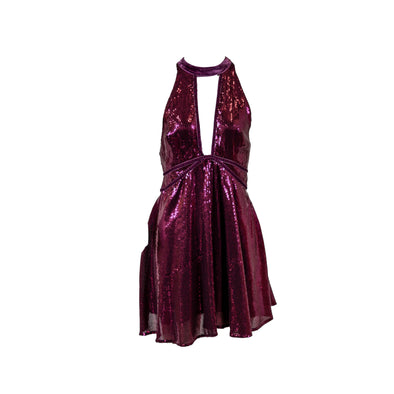 Free People Women's Sequin Velvet Trim Party Dress Plum Purple Size 4