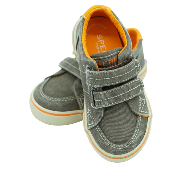 Sperry Boy's Top Sider Halyard Hook & Loop Sneaker Brown Saltwash Size 7.5 W