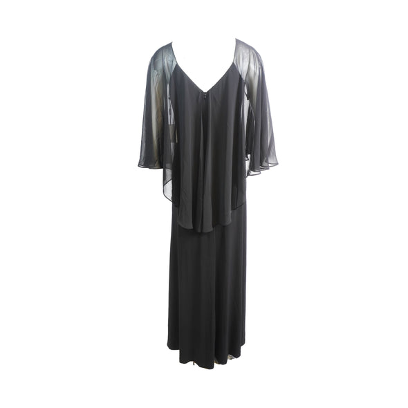 Calvin Klein Women's Side Ruched Mesh Full Length Formal Dress Black Size 2