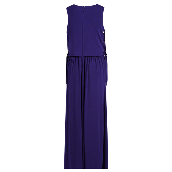 Michael Kors Women's Grommet Laced Jersey Stretch Maxi Dress Blue SizeMedium