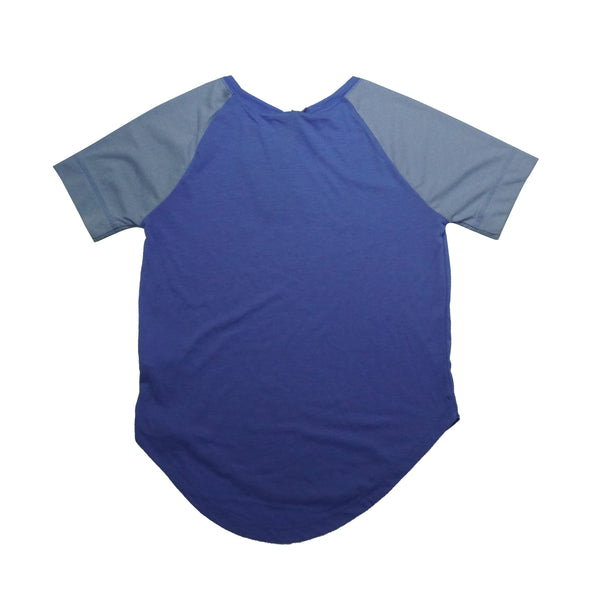 Nike Girl's Standard Fit Dry Short Sleeve Crew Neck Shirt Blue Pink Medium