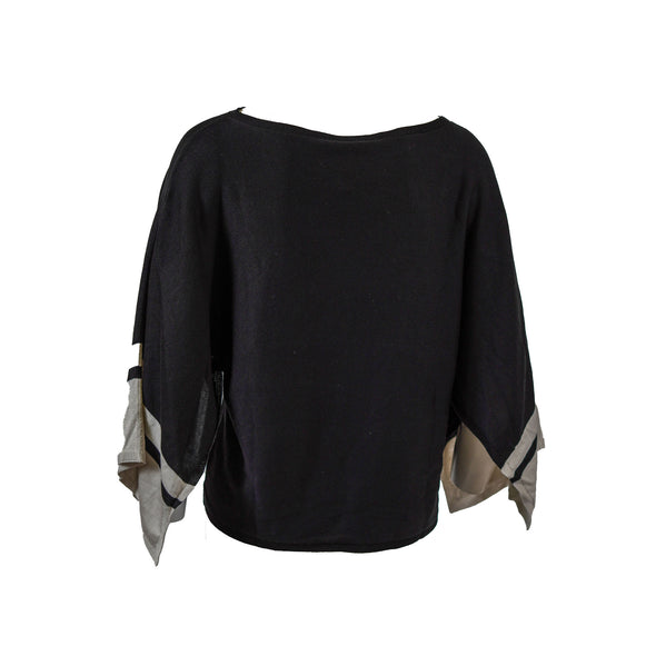Eileen Fisher Women's Colorblocked Split Sleeve Sweater Black White Size XS