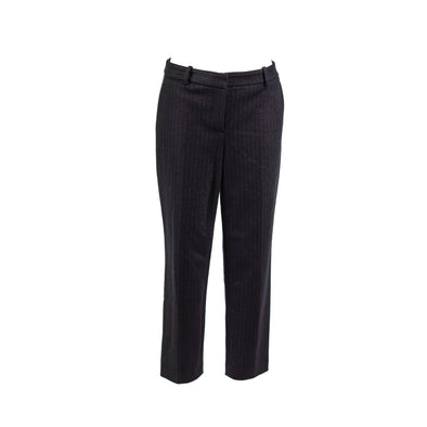 Theory Women's Treeca Pinstripe Wool Straight Leg Pants Black Size 8