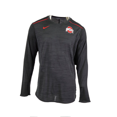 Nike Men's Ohio State Crew Neck Long Sleeve Dri Fit Shirt Gray Size Large