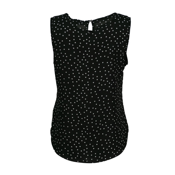 DKNY Women's Polka Dot Sleeveless Chiffon Top Black White Size Large