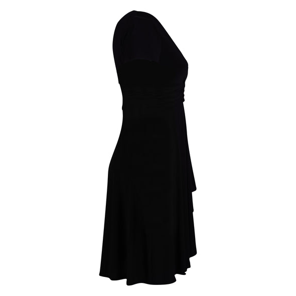 R & M Richards Women's Short Sleeve Faux Wrap Dress Black Size 14