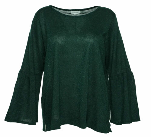 Calvin Klein Women's Plus Size Bell Sleeve Shimmer Sweater Green Size 2X
