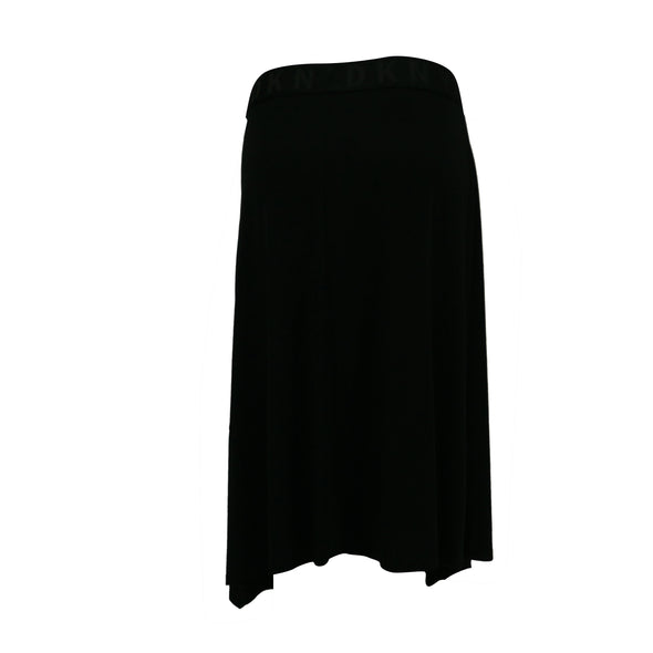 DKNY Women's Asymmetrical Overlay Jersey Stretch Skirt Black Size Large