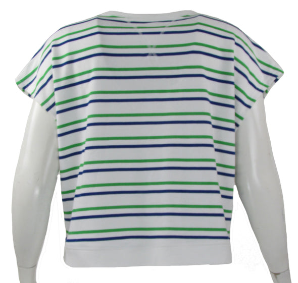 Tommy Hilfiger Women's Sport Plus Size Striped Short Sleeve Sweatshirt White