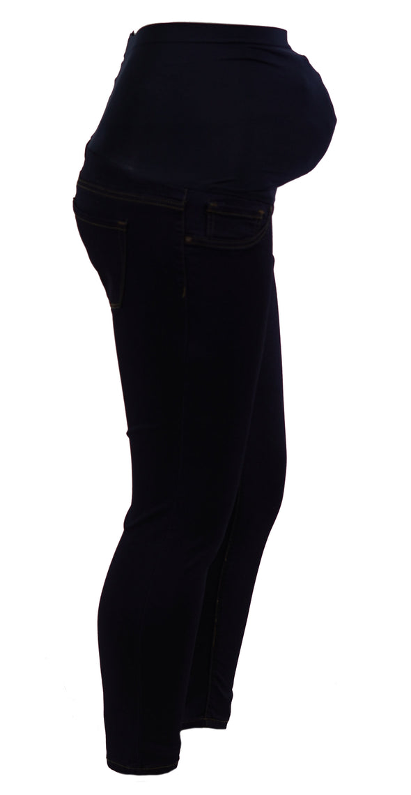 Vintage Violet Women's Maternity Skinny Elastic Waist Jeans Dark Blue Size Large