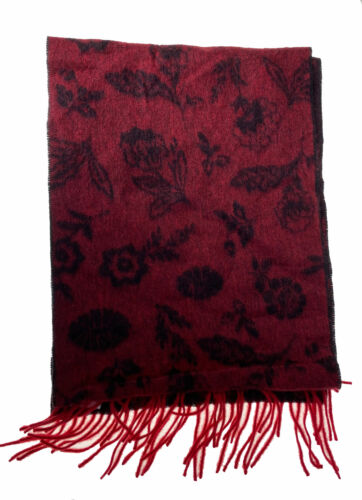 Charter Club Women's Ditsy Floral Woven Cashmere Scarf Red Black One Size