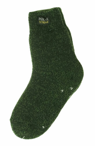 Polar Extreme Boy's Insulated Thermal Striped Crew Socks Green Black Marled