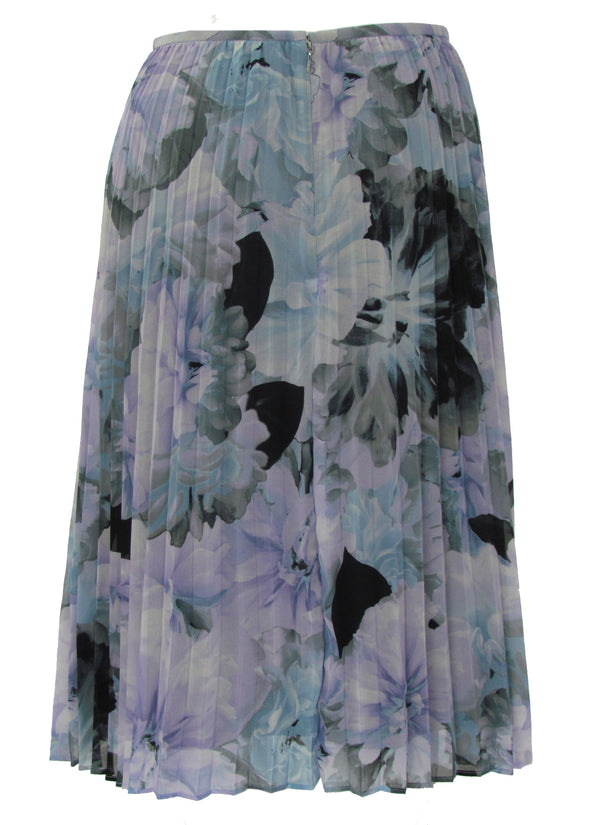 Calvin Klein Women's Petite Floral Print Pleated Midi Skirt Blue Multi Size 2P