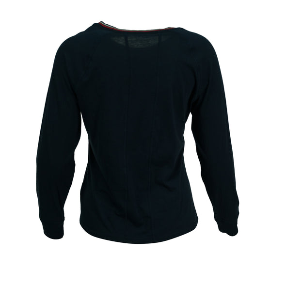 Tommy Hilfiger Women's Sport Heart Logo Striped Trim Shirt Navy Blue Size XL