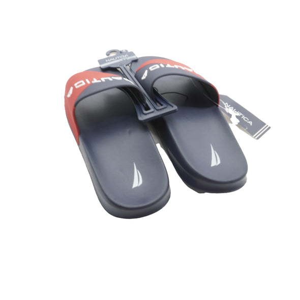 Nautica Kid's Youth Slip On Slide Sandals Navy Blue Red Size 4