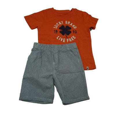 Lucky Brand Toddler Boy's Shirt Short Set orange Blue White