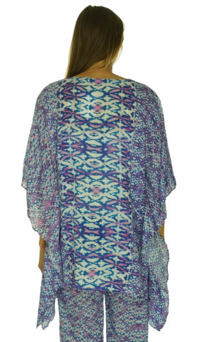 Bindya New York Women's Pullover Lace Up Cover Up Shirt Blue Purple $138