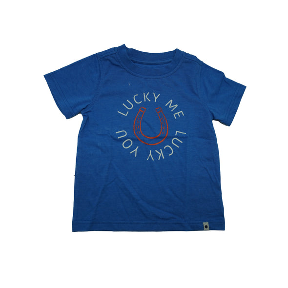 Lucky Brand Boy's Short Sleeve Shirt Short Set Blue White Orange Size 2T