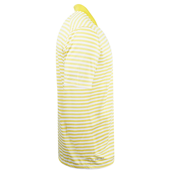 Nike Men's Striped Short Sleeve Golf Polo Yellow White