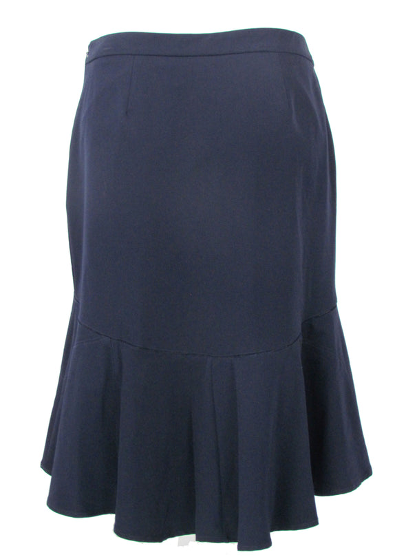 Tommy Hilfiger Women's Twill High Low Ruffle Skirt Navy Blue Size 12