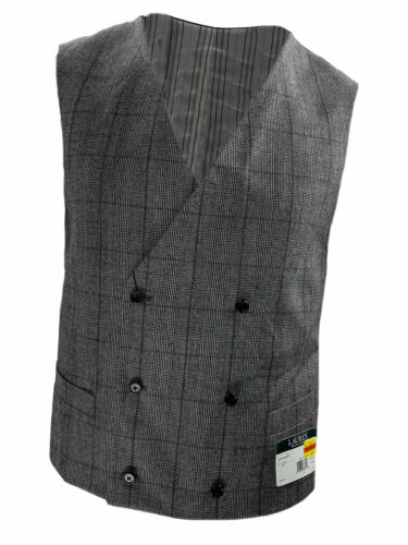 Lauren Ralph Lauren Men's Wool Plaid Double Breasted Vest Black White Medium