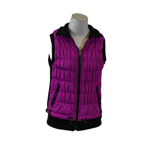 Calvin Klein Women's Performance Ribbed Knit Quilted Puffer Vest Purple Size XS