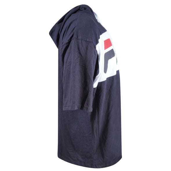 Fila Men's Short Sleeve Hooded Graphic Shirt Black White Size 1XL