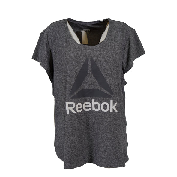 Reebok Women's Plus Size Short Sleeve Crew Neck Wicking Athletic Shirt Gray 3X