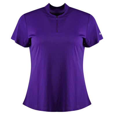 Nike Women's Dri Fit Short Sleeve Quarter Zip Shirt Purple Size Large