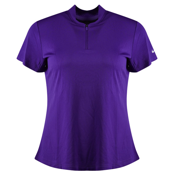 Nike Women's Dri Fit Short Sleeve Quarter Zip Shirt Purple Size Large