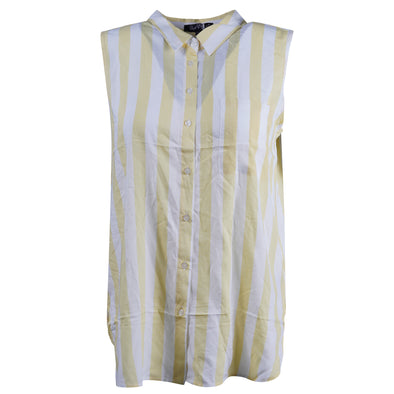 Velvet Heart Women's Sleeveless Button Front Stripe Blouse Yellow White Size XL