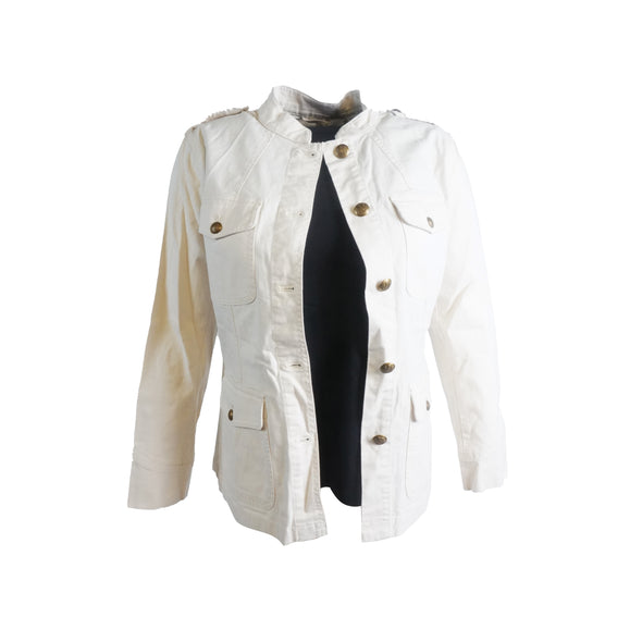 Lauren Ralph Lauren Women's Button Up Military Jacket Winter Cream Size 10