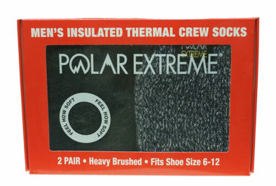 Polar Extreme Men's 2 Pair Thermal insulated Fleece Crew Socks Gray Blue Marl