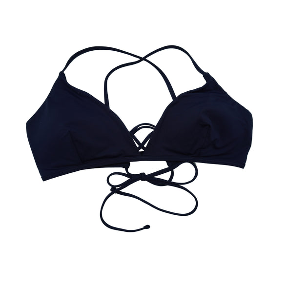 Athleta Women's Triangle Bikini Top Tie Closure Navy Blue Size XL