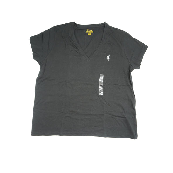 Polo Ralph Lauren Boy's V Neck Short Sleeve T Shirt Black White Size XL