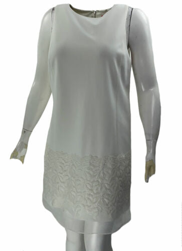 Betsey Johnson Women's Floral Sheer Shift Dress Ivory Size 14