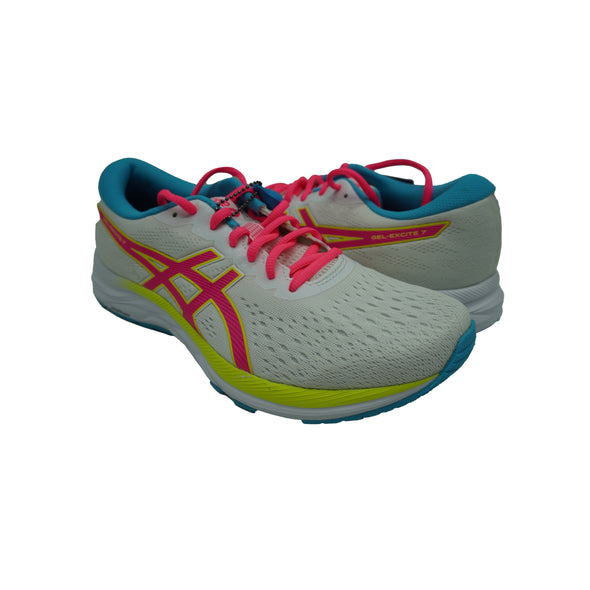 Asics Women's Gel Excite 7 Running Athletic Shoes White Yellow Pink Size 11
