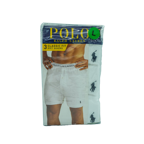 Polo Ralph Lauren Men's 3 pack Cotton Classic Fit Knit Boxers White Size Large