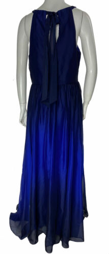 Betsy & Adam Women's Ombre Chiffon Halter Full Length Gown Blue Size 12