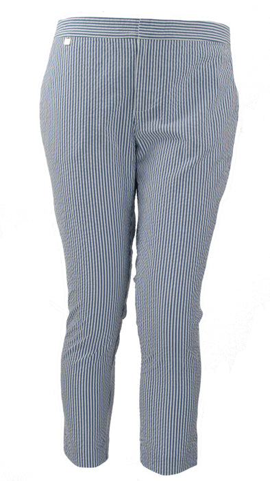 Lauren Ralph Lauren Seersucker Stripe Casual Crop Pants Blue White Size 12P