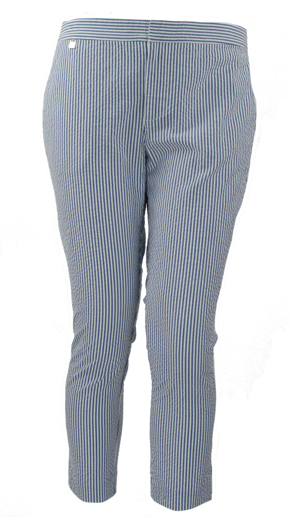 Lauren Ralph Lauren Seersucker Stripe Casual Crop Pants Blue White Size 12P